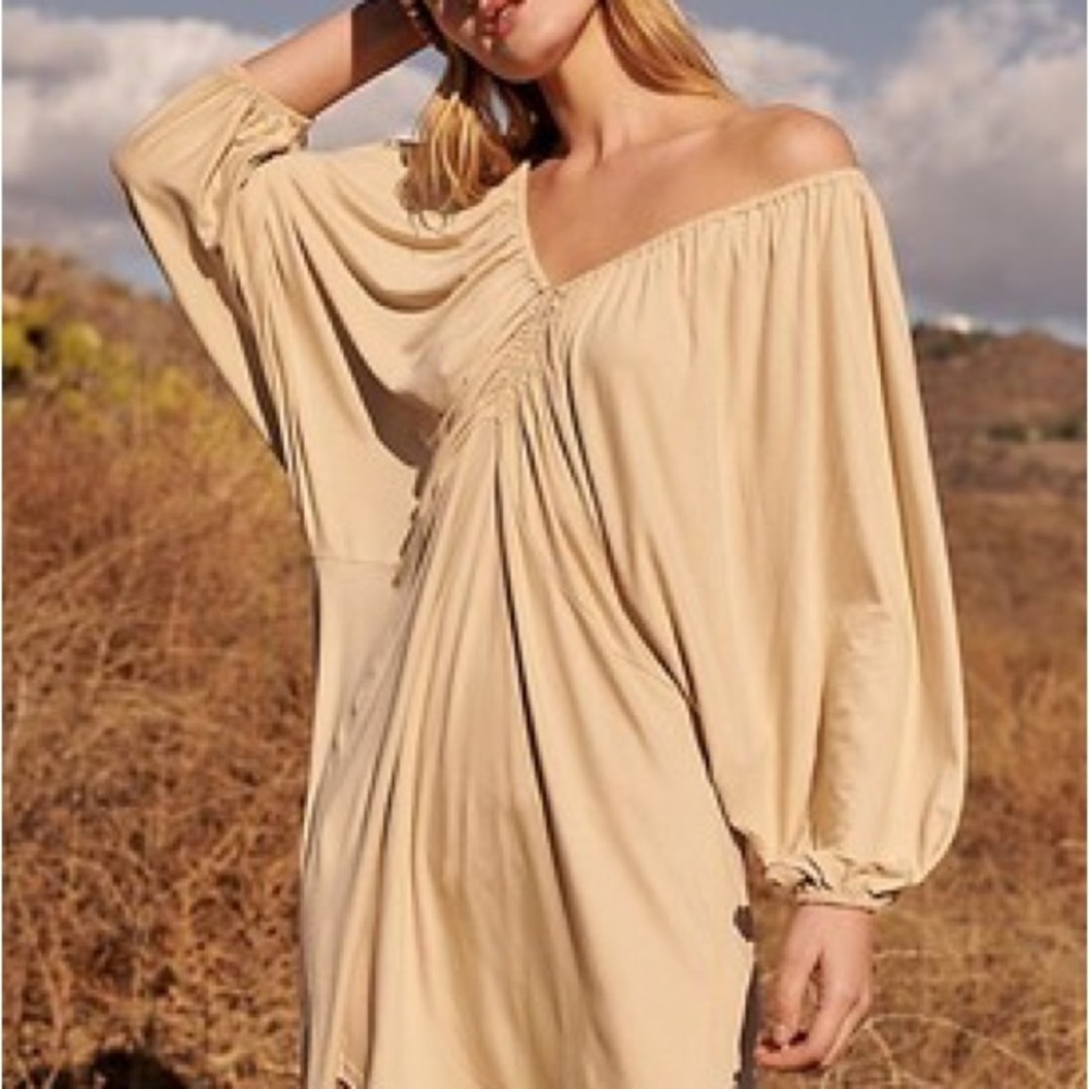 Free people FP beach Boa Tunic by free-est Beige Dress size Large